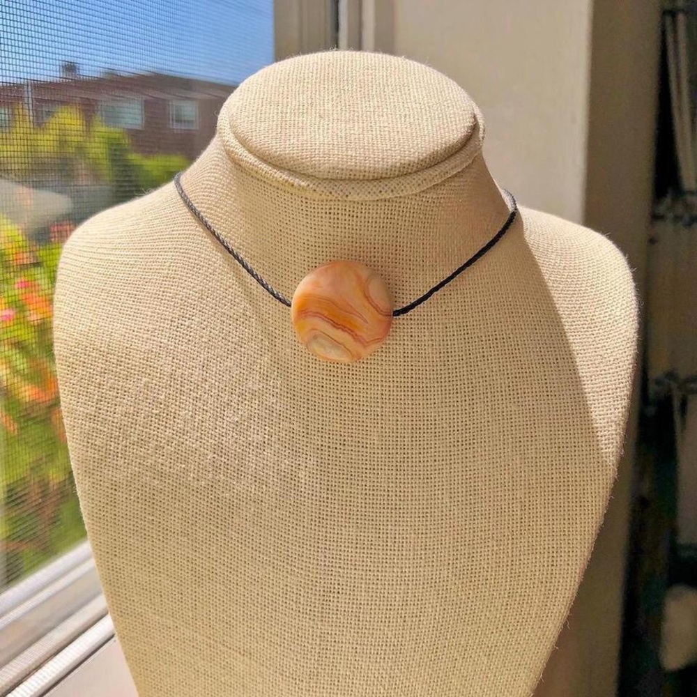 Orange Cream Crazy Lace Agate Stone Necklace/Choker